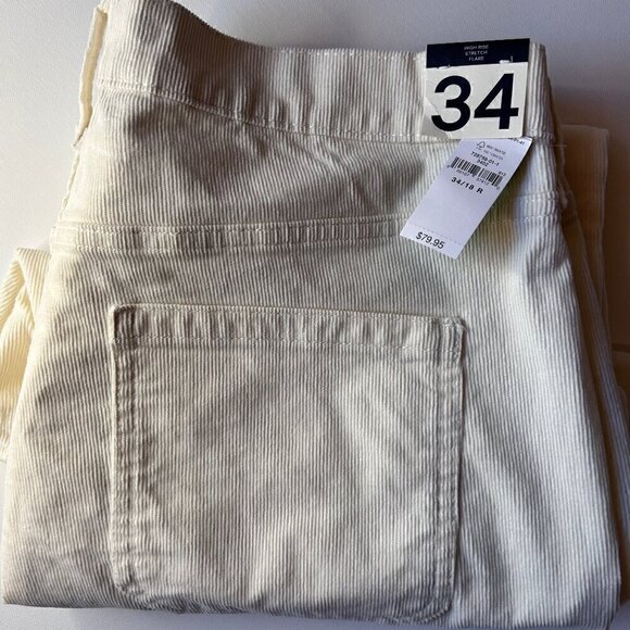 NWT GAP High Rise Corduroy 70s Flare Pants Women's Size 34/18 Ivory Beige - Picture 6 of 7